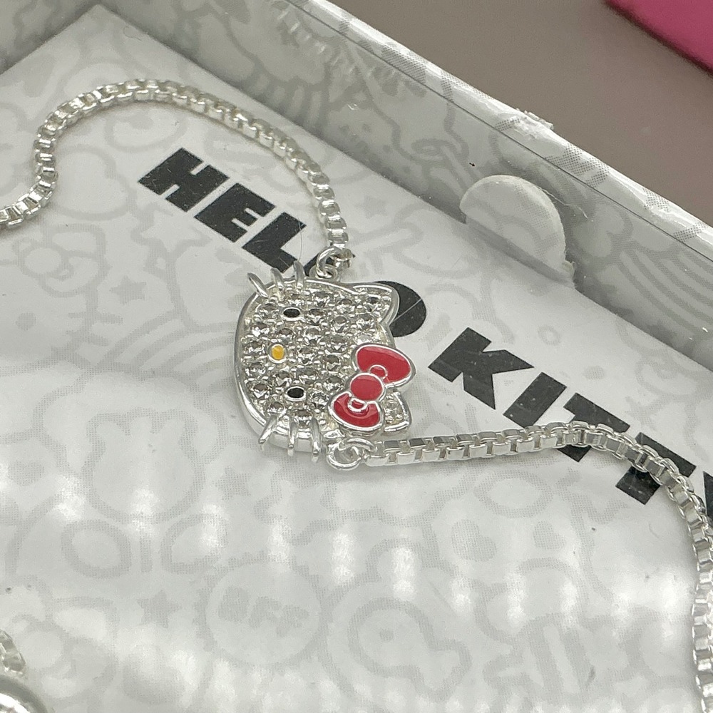 Hello Kitty Bracelet Women Silver Plated Crystal Bolo Adjustable Fashion Jewelry - Picture 6 of 7